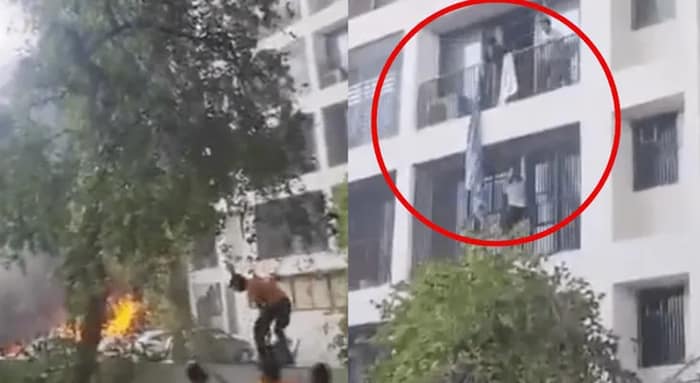 প্রাণ বাঁচাতে বারান্দা থেকে ঝাঁপ পড়ুয়াদের, প্রকাশ্যে ভিডিও