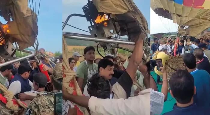 আচমকাই হট এয়ার বেলুনে আগুন, বরাতজোরে রক্ষা মধ্যপ্রদেশের মুখ্যমন্ত্রীর
