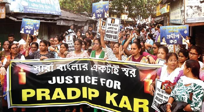 প্রদীপ করের মৃত্যু: বিচারের দাবিতে প্রতিবাদ মিছিল, শুরু পুলিশি তদন্ত