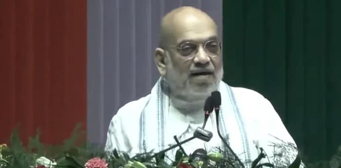 ত্রিপুরার রাজ ভাষা সম্মেলনে বক্তব্য রাখছেন কেন্দ্রীয় স্বরাষ্ট্র মন্ত্রী অমিত শাহ