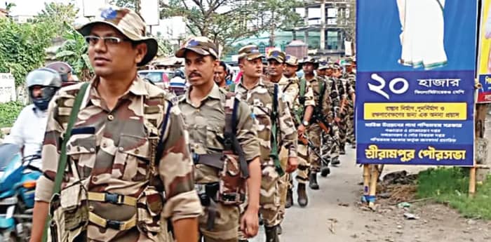 কলকাতায় পাঁচ কোম্পানি কেন্দ্রীয় বাহিনী, শহরতলিতে শুরু রুট মার্চ