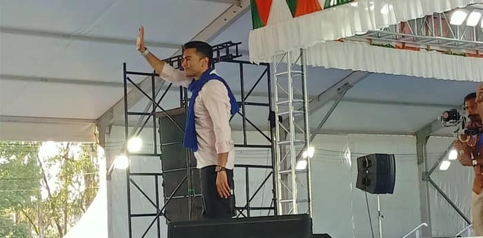 কোলাঘাটের নির্বাচনি সভায় পৌঁছলেন অভিষেক বন্দ্যোপাধ্যায়