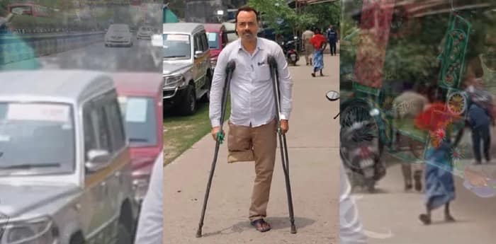 ডান পা না থাকা সত্ত্বেও ভোটের ডিউটিতে পাঠিয়েছে কমিশন, ক্ষোভ শিক্ষকের
