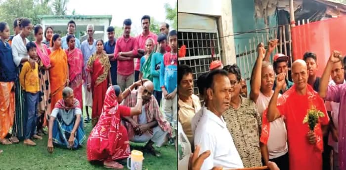 রাজ্যে বিজেপির জয়ে ন্যাড়া হয়ে  মানত পালন, দাড়ি কাটলেন প্রৌঢ়