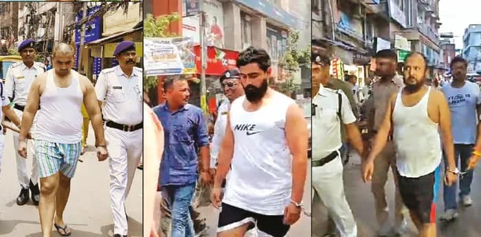 উত্তর-মধ্য হাওড়া থেকে সাঁকরাইল, হাতকড়া পরিয়ে ‘ডন’দের প্যারেড