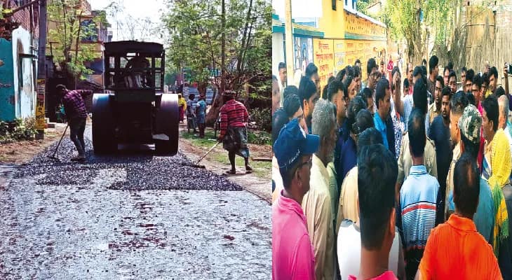 জেলা পরিষদের রাস্তা সংস্কারের কাজ আটকে দিলেন গ্রামবাসীরা
