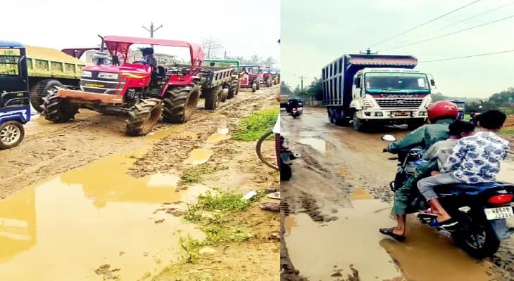 বড়ঞায় বালি গাড়ির দৌরাত্ম্যে ভেঙে চুরমার গ্রামের রাস্তা