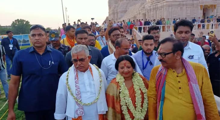 দীঘায় জগন্নাথ মন্দিরে সস্ত্রীক গেলেন বিজেপি নেতা দিলীপ ঘোষ