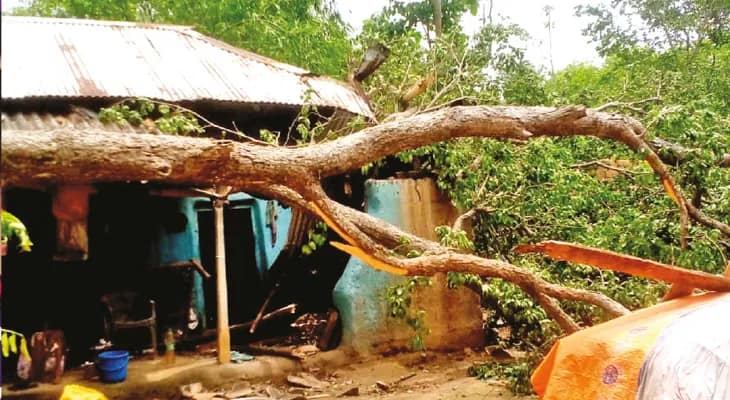পাঁচ মিনিটের ঝড়ে লন্ডভন্ড ওন্দার বনমালীপুর