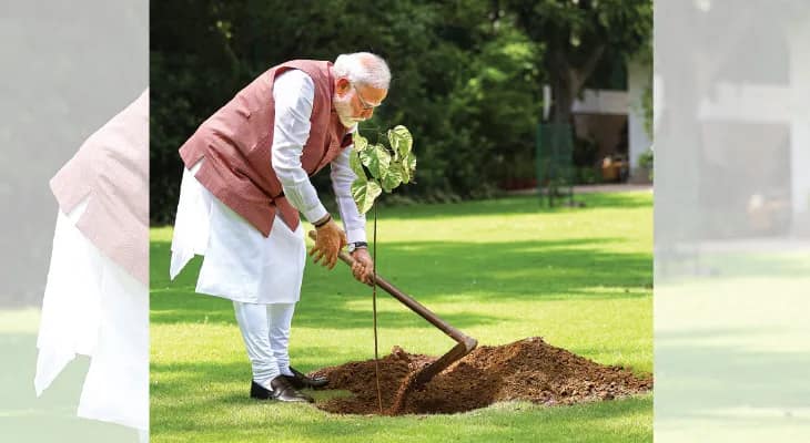 সিঁদুর গাছের চারা রোপণ মোদির