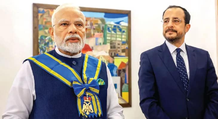 তুরস্কের উপর কূটনৈতিক চাপ বাড়াতে সাইপ্রাস সফরে মোদি, সর্বোচ্চ নাগরিক সম্মান প্রধানমন্ত্রীকে