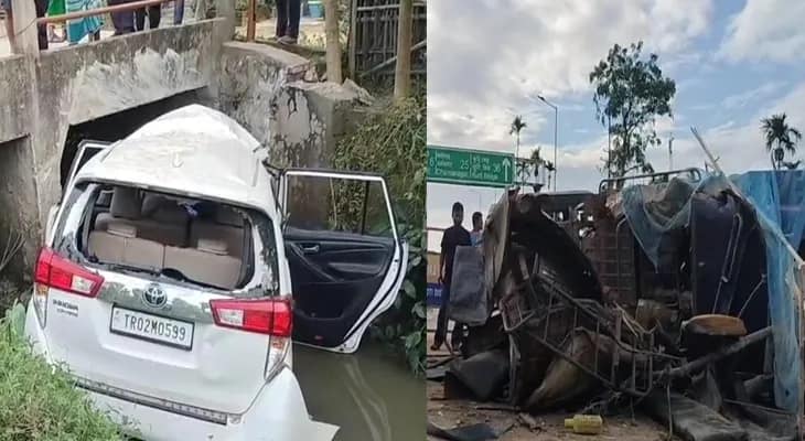 গাড়ির চাকা বদলানোর সময় মর্মান্তিক দুর্ঘটনা ত্রিপুরায়, পুলিসকর্মী সহ মৃত ৪