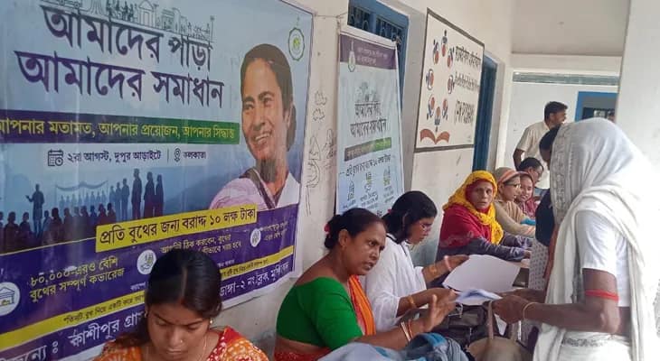মুর্শিদাবাদের রেজিনগরে ‘আমাদের পাড়া আমাদের সমাধান’ ক্যাম্পে ভিড় করেছেন মহিলারা