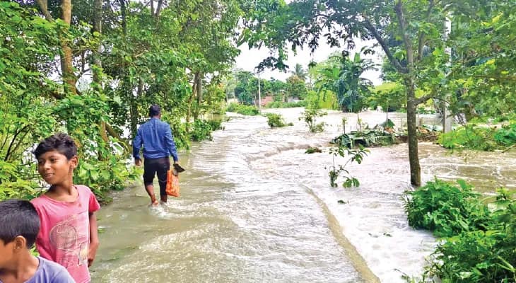 পুনর্ভবার বাঁধ ভেঙে ঘরছাড়া বহু পরিবার