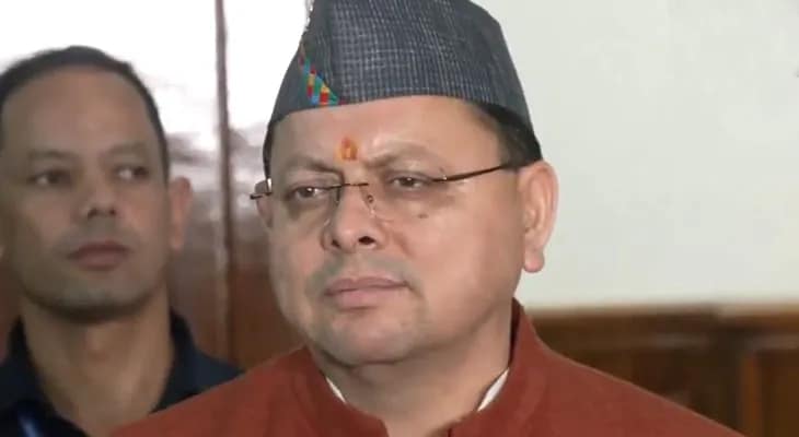 চামোলিতে সভায় বক্তব্য রাখছেন উত্তরাখণ্ডের মুখ্যমন্ত্রী পুষ্কর সিং ধামি