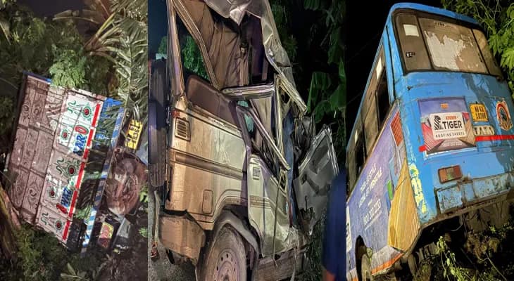 দক্ষিণ দিনাজপুরে বাসের সঙ্গে দুটি গাড়ির সংঘর্ষ, ভয়াবহ দুর্ঘটনায় মৃত কমপক্ষে ৩