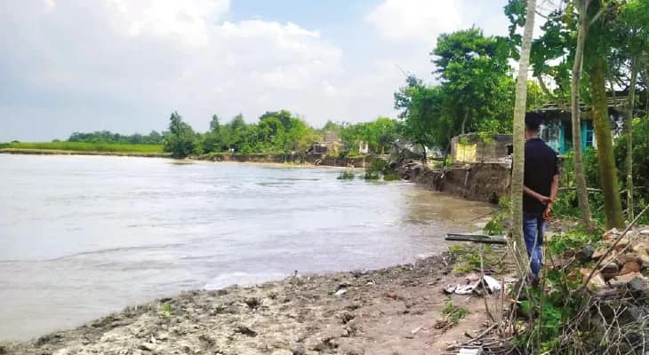 চওড়া হচ্ছে নদীর ভাঙন, আতঙ্কে লালগোলার তারানগর