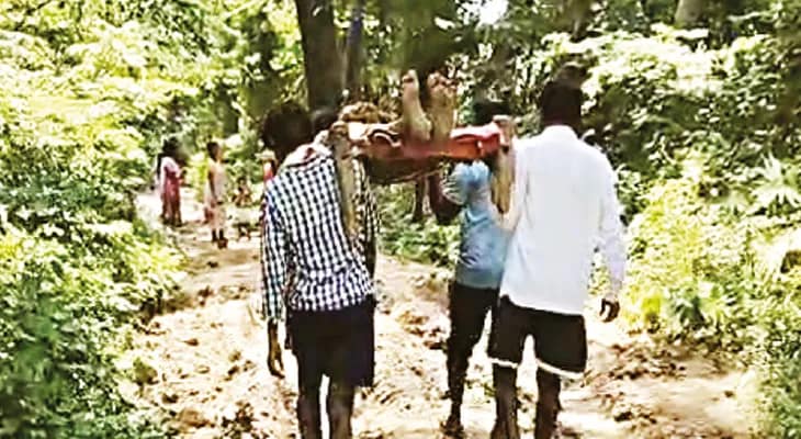 বিজেপি পরিচালিত বড়রা পঞ্চায়েতে বেহাল রাস্তা, খাটিয়া করে রোগীকে নিয়ে যাওয়ার ভিডিও ভাইরাল হতেই তীব্র বিতর্ক