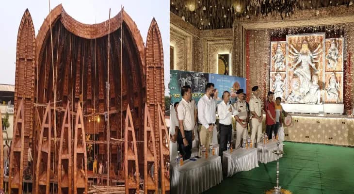 সাড়ে ৭ হাজার তেলের টিন, ৪২ রকম পরিবেশবান্ধব উপকরণে সাজছে মণ্ডপ