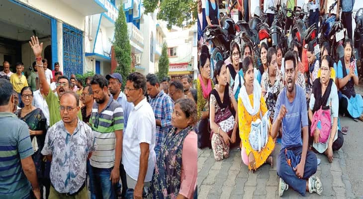 পুজোর মুখেও মেলেনি বেতন  রায়গঞ্জ পুরসভায় বিক্ষোভ, বালুরঘাট হাসপাতালে কর্মবিরতি