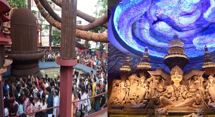 মহাষষ্ঠীতে চেতলা অগ্রণীর মণ্ডপে ভিড়