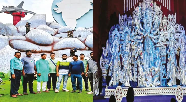 শালবনীর পিড়াকাটা বাজার দুর্গাপুজো কমিটির থিম ‘দেশসুরক্ষায় নারীশক্তি’