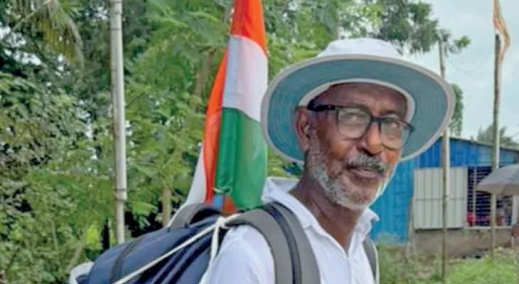 পুণ্যভূমির গৌরবগাথা প্রচার, ২৪৮৫ কিমি হাঁটছেন ৬৫ বছরের বৃদ্ধ, যাত্রাপথ বজবজ থেকে কন্যাকুমারী