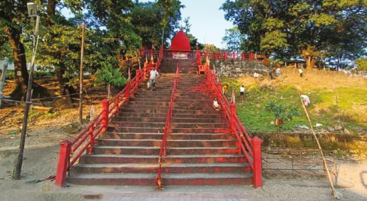 মাকরাপাড়া চা বাগানের দক্ষিণা কালীমন্দিরের পুজোতে সাদা পায়রা ওড়ান ভুটানের বাসিন্দারা