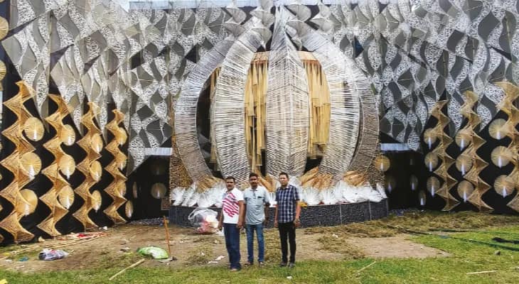 কাগজ, পাটকাঠি, সুতো দিয়ে অভিনব প্যান্ডেল ইস্টার্ন ইয়ং অ্যাসোসিয়েশনের