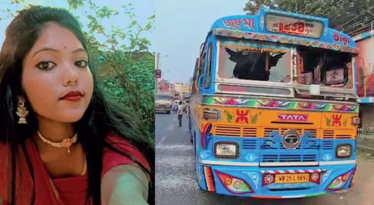 কালীপুজো দেখতে আসার পথে দুর্ঘটনা, মৃত মাধ্যমিকের ছাত্রী, দু’টি বাসে ভাঙচুর, মধ্যমগ্রামে উত্তেজনা