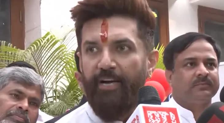 দিল্লিতে বক্তব্য রাখছেন কেন্দ্রীয় মন্ত্রী চিরাগ পাসোয়ান