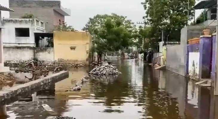 তামিলনাড়ুর তুথুকুড়িতে ভারী বৃষ্টির জেরে জলমগ্ন একাধিক এলাকা