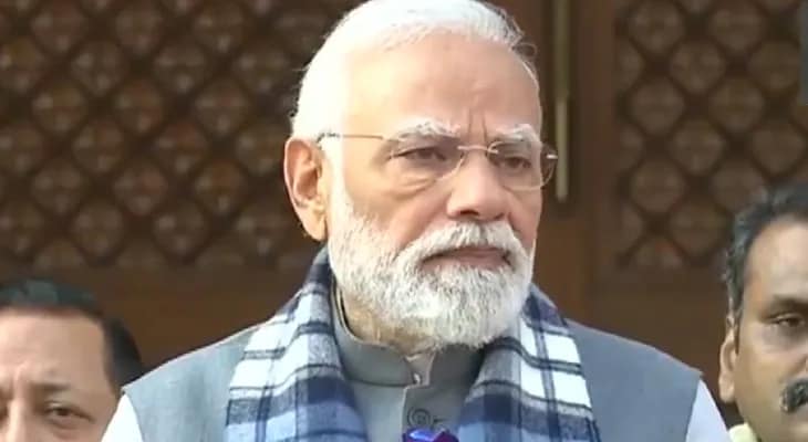 সংসদে বক্তব্য রাখছেন প্রধানমন্ত্রী নরেন্দ্র মোদি