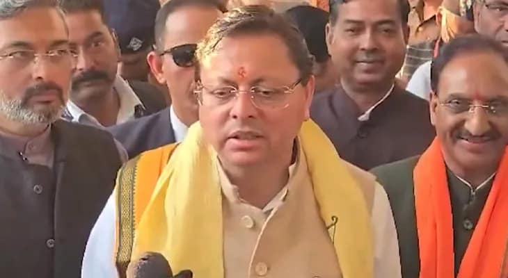 হরিদ্বারে বক্তব্য রাখছেন উত্তরাখণ্ডের মুখ্যমন্ত্রী পুষ্কর সিং ধামি