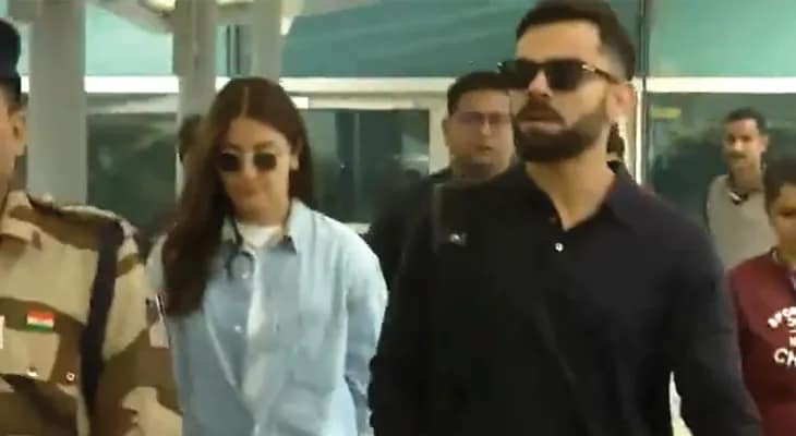 দিল্লি বিমানবন্দরে পৌঁছলেন বিরাট কোহলি ও অনুষ্কা শর্মা