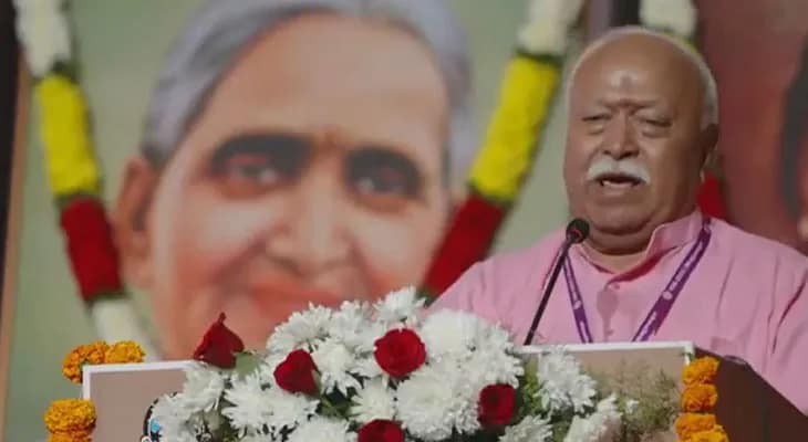 হায়দরাবাদের সভায় বক্তব্য রাখছেন আরএসএস প্রধান মোহন ভাগবত