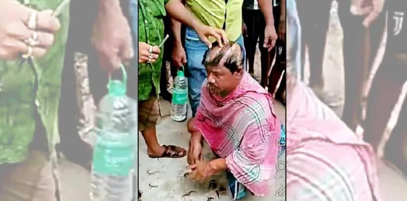 তৃণমূল নেতাকে ন্যাড়া করে মাথায় ডিম ফাটালেন এলাকার বাসিন্দারা
