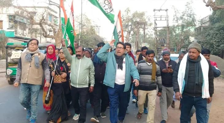 ইডি হানার প্রতিবাদ, তেহট্ট ১ ও ২ ব্লকে তৃণমূলের মিছিল