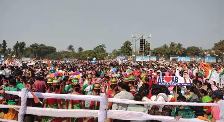 নদীয়ার তাহেরপুরে অভিষেক বন্দ্যোপাধ্যায়ের জনসভায় উপচে পড়া ভিড়