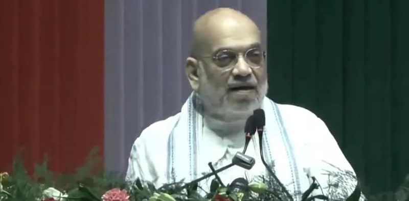 ত্রিপুরার রাজ ভাষা সম্মেলনে বক্তব্য রাখছেন কেন্দ্রীয় স্বরাষ্ট্র মন্ত্রী অমিত শাহ