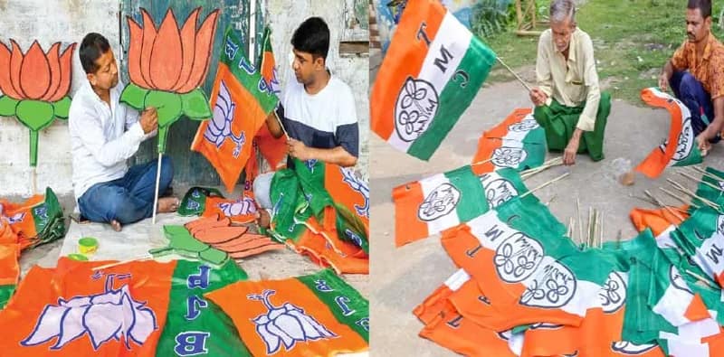 নন্দীগ্রামে জার্সি বদল ও বদলানোর প্রতিযোগিতা, সেয়ানে সেয়ানে টক্কর তৃণমূল-বিজেপির