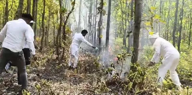 আউশগ্রামের ভাতকুণ্ডার জঙ্গলে আগুন
