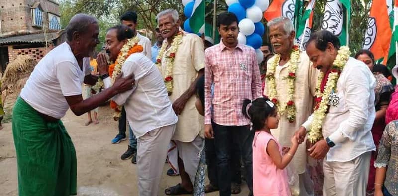 নববর্ষের প্রচারে কান্দির তৃণমূল প্রার্থী অপূর্ব সরকার