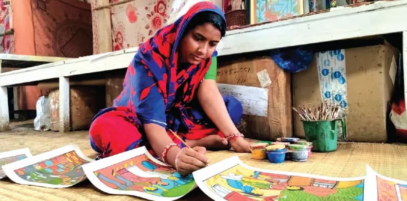 গানের মধ্য দিয়ে এসআইআরের প্রতিবাদ পিংলার পটশিল্পীদের