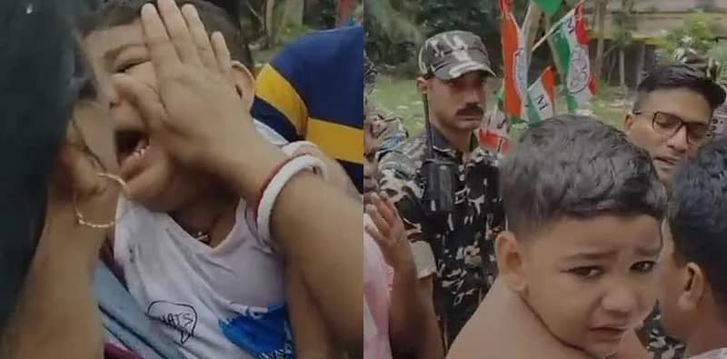 সাতগাছিয়ায় কেন্দ্রীয় বাহিনীর লাঠির আঘাতে আহত শিশু