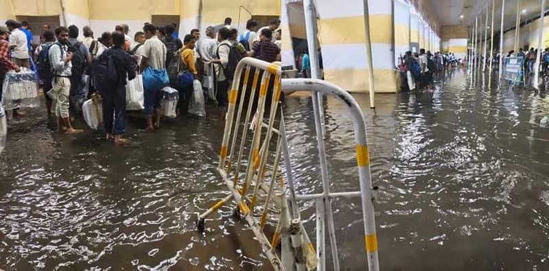 বুধবার রাতের তুমুল বৃষ্টিতে জলমগ্ন নেতাজি ইনডোরের ডিসিআরসি, দুর্ভোগ ভোটকর্মীদের